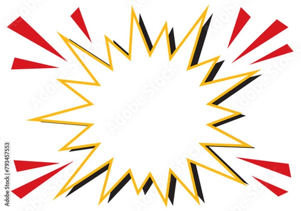 Fototapeta ギザギザの爆弾サークル 吹き出しフレーム/イエローライン