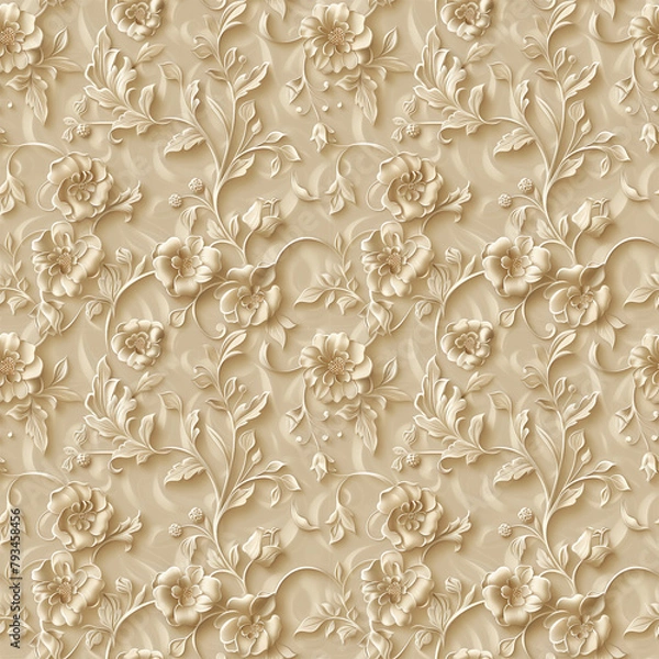Fototapeta Floral brown color, form natural, seamless fabric pattern.