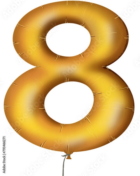 Obraz golden number arrow made of inflatable balloon isolated on white