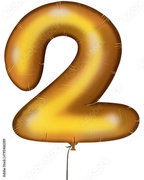 Obraz golden number arrow made of inflatable balloon isolated on white