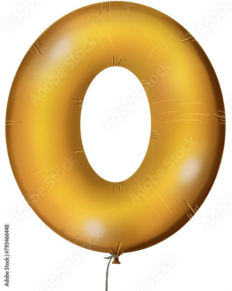Obraz golden number arrow made of inflatable balloon isolated on white