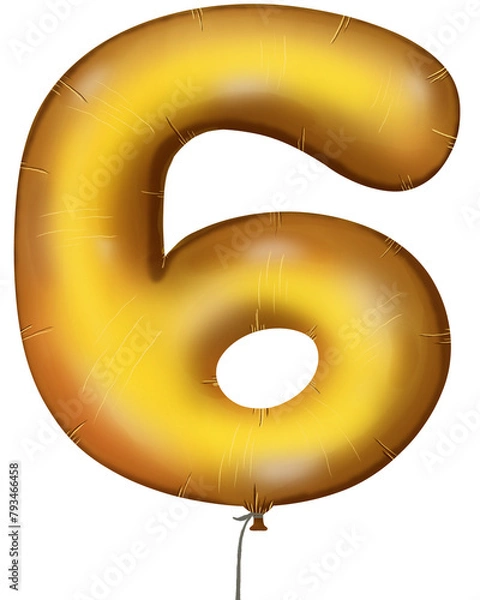 Obraz golden number arrow made of inflatable balloon isolated on white