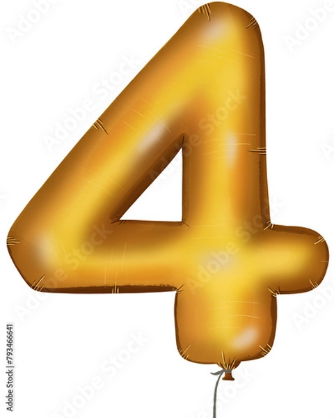 Obraz golden number arrow made of inflatable balloon isolated on white