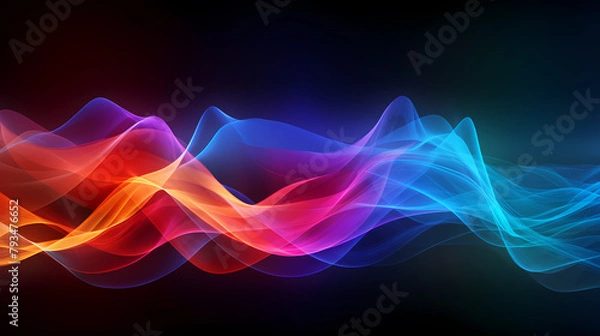 Fototapeta Sound wave abstract spectrum on rainbow colored background