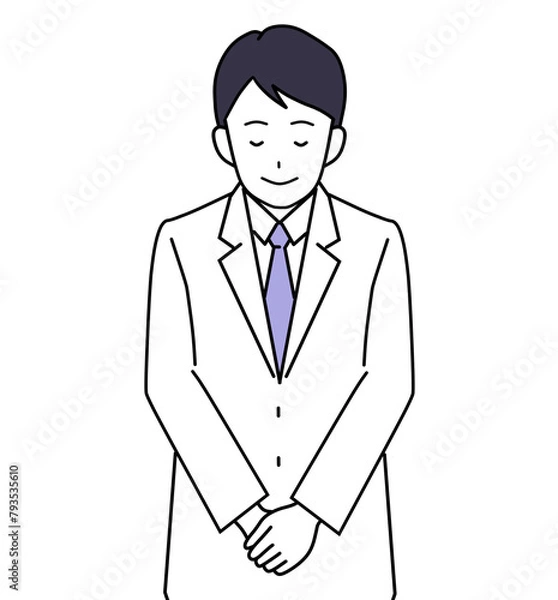 Obraz 微笑みながらお辞儀する白衣を着た医療従事者の男性