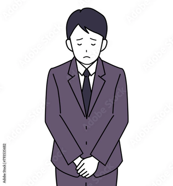Obraz お辞儀をして謝罪するスーツを着た会社員の男性