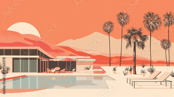 Obraz Midcentury Home Illustration