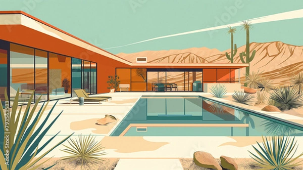 Obraz Midcentury Home Illustration