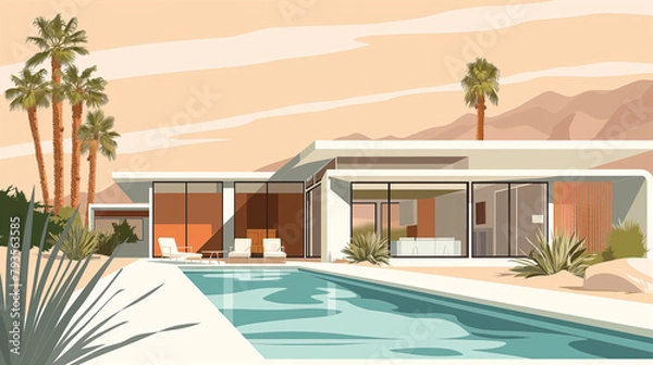 Obraz Midcentury Home Illustration