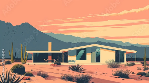 Obraz Midcentury Home Illustration