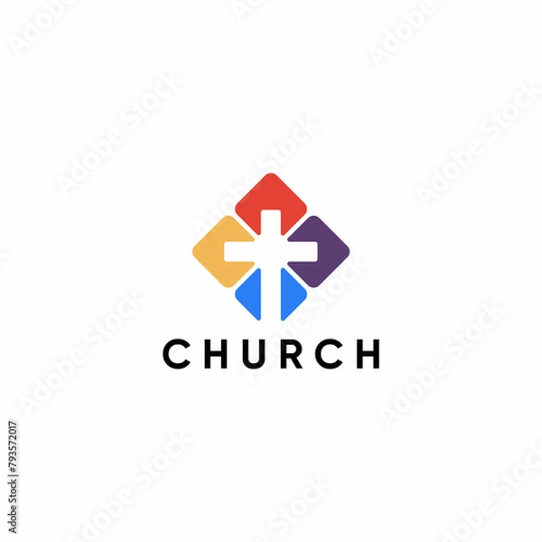 Obraz creative vector logo colorful abstract church cross emblem. elegant, modern, minimalist and sophisticated
