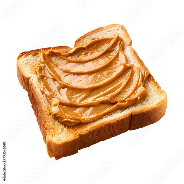 Fototapeta Toast bread smeared with peanut butter isolated on transparent background
