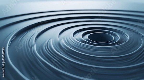 Fototapeta A sleek, minimalist abstract design of thin concentric circles in varying shades of blue, creating a tranquil, ripple-like effect.