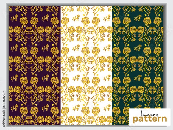 Obraz Vector set of floral pattern design elements, labels and frames for packaging for luxury products in trendy linear style.