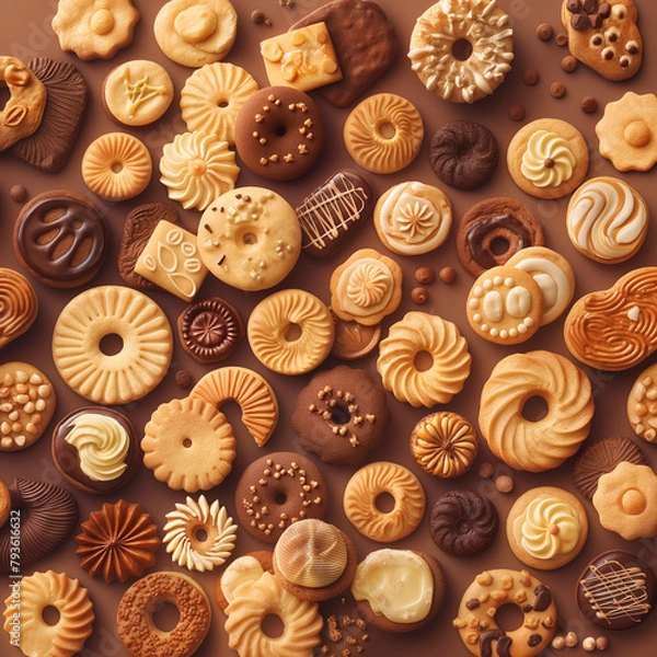 Fototapeta A variety of cookies, tiles.