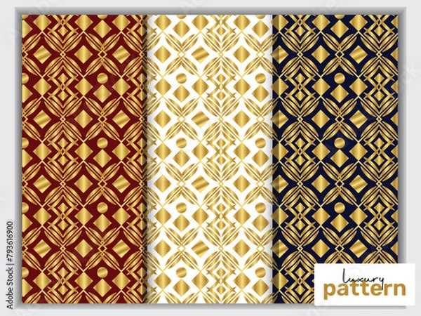 Obraz Vector seamless geometric golden pattern background, luxury collection. Abstract endless repeating texture for mask, duvet cover, t-shirt, phone case, wallpaper, carpet.