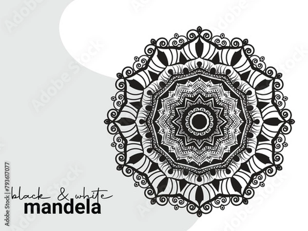 Obraz Circular pattern mandala art decoration elements for meditation poster, adult coloring book page, tattoo, henna, mehndi.