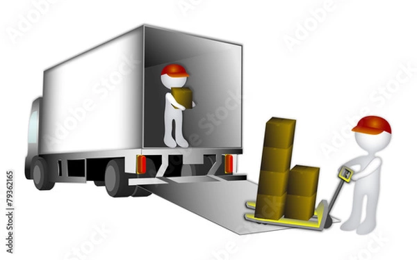 Obraz Camion con monigotes trabajadores