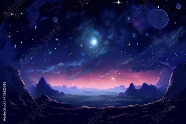 Fototapeta a cinematic galaxy with vibrant planets and stars