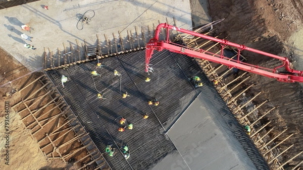 Obraz Concrete work with, concrete pump