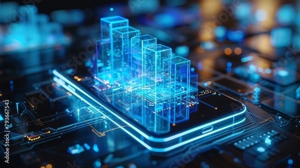 Fototapeta Smart Building Technology Interface on Smartphone