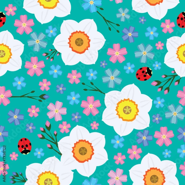 Fototapeta Floral spring seamless vector background