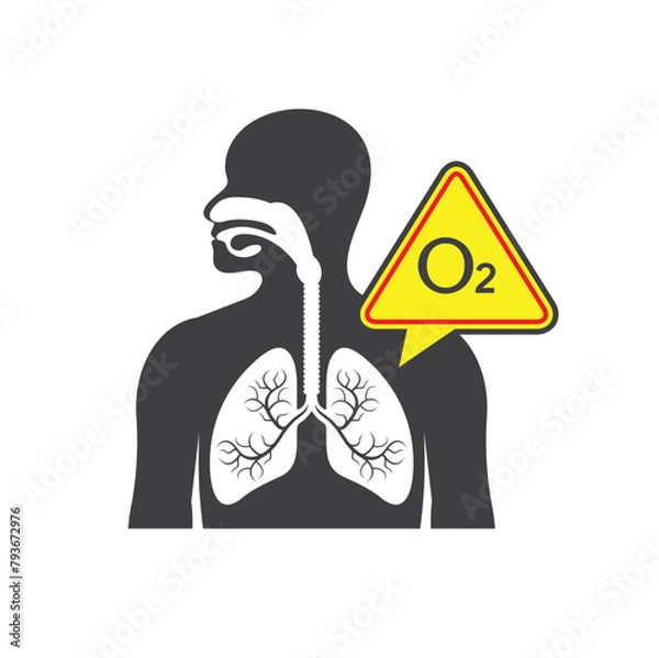 Fototapeta illustration of hypoxia, oxygen levels in cells or body tissues decrease.