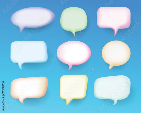 Fototapeta Set of 3D speech bubbles with pastel colors