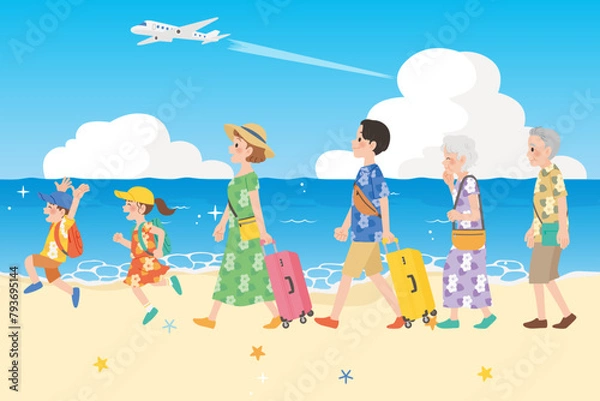 Obraz 旅行に行く3世代家族　海