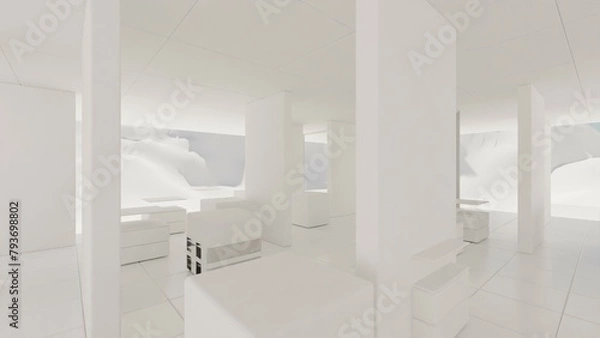 Fototapeta interior of a house - background for videocalls - made in blender