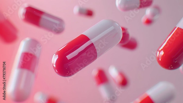 Fototapeta Floating Capsules: Pharmaceutical Innovation Concept