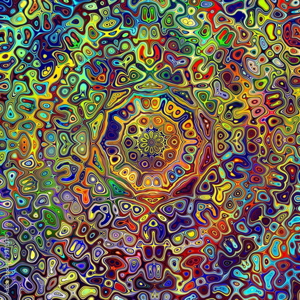 Obraz Colorful Psychedelic Mandala Pattern. Unique Background.