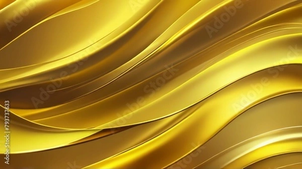 Fototapeta yellow Chrome Metal Wave Background.Ai generative