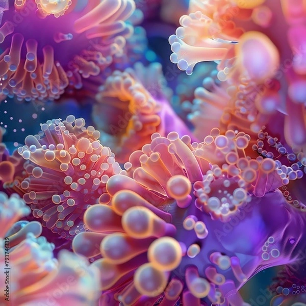 Fototapeta Capture Marine Magic with a photorealistic digital rendering of close-up shot, showcasing intricate details of underwater flora and fauna Vibrant colors and textures should evoke the symphony of marin