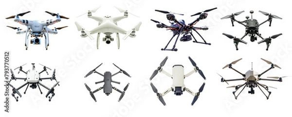 Obraz Collection of  drones isolated on transparent background.