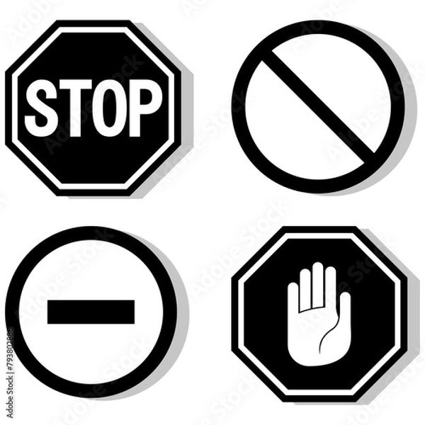 Fototapeta vector stop icon, prohibited passage, stop sign icon, no entry sign on white background, red stop logo, prohibition sign, vector artwork