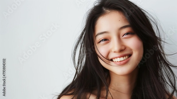 Obraz ヘアモデルの若い女性　美人