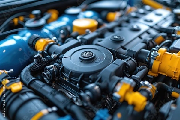 Fototapeta Truck Engine Diagnostics An image representing advanced diagnostic tools used for truck engine troubleshooting