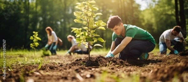 Obraz A group planting tree dirt