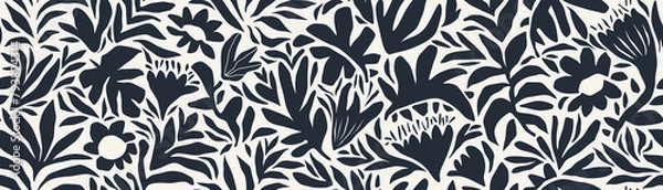 Fototapeta Minimal abstract organic floral shapes pattern. abstract leaf and flower pattern. 