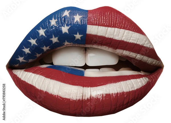 Obraz USA flag lips
