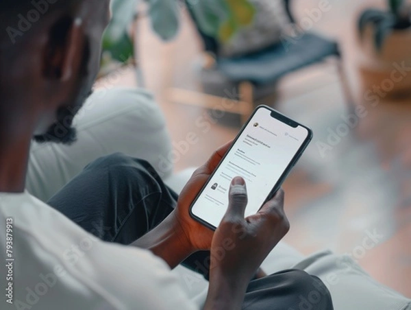 Fototapeta Person multitasking with smartphone, Ai generate