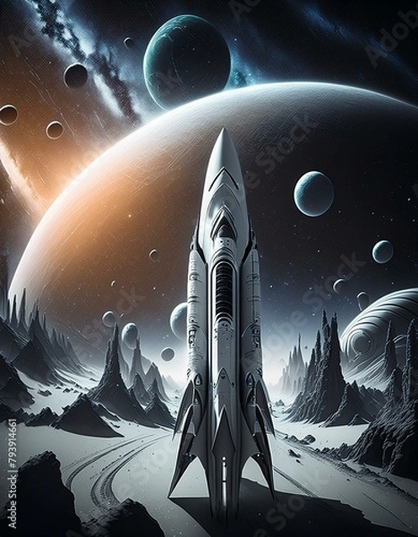 Fototapeta どこか宇宙で繁栄する文明の近未来的な都市の風景