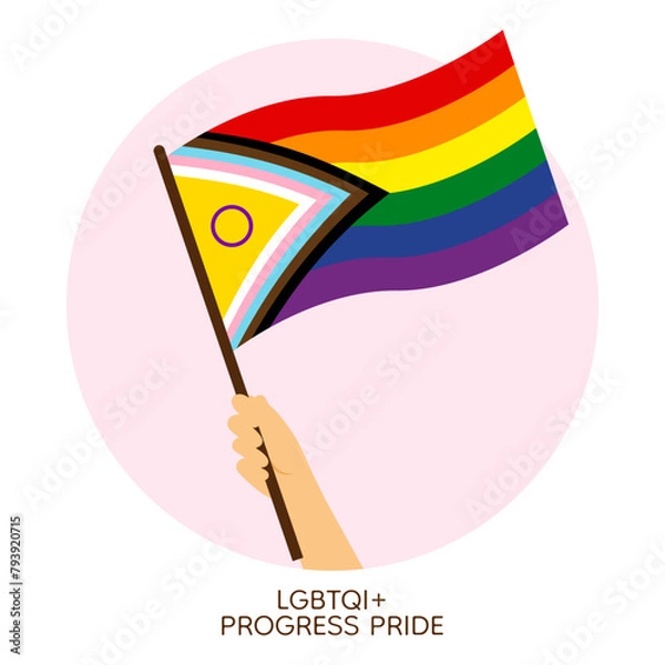 Obraz Hand holding rainbow progressive pride flag