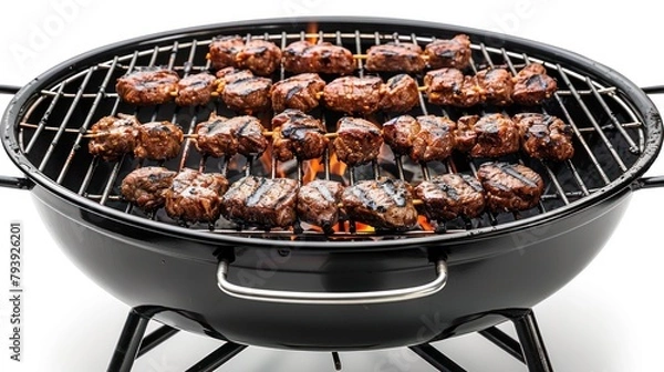 Fototapeta Sizzling Flames: A BBQ Grill Masterpiece. Generative AI