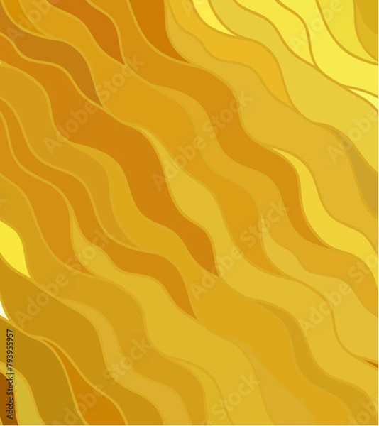 Obraz Abstract vector color background of doodle hand drawn lines. Gold floral pattern. Wave yellow wallpaper