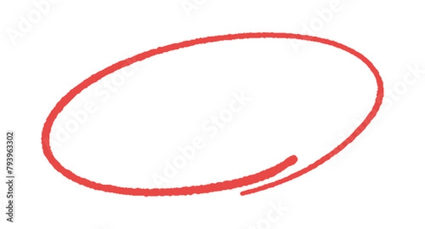 Obraz ラフな手書きの赤い丸 - 正解･マル付け･重要ポイントのイメージ素材