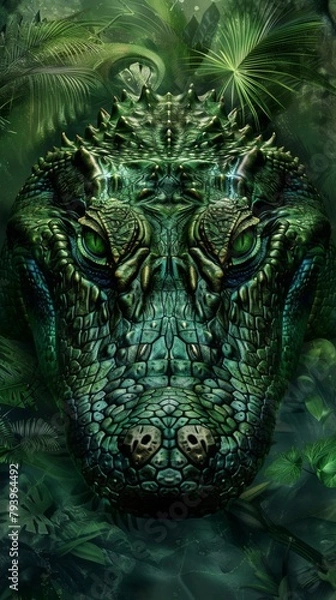 Fototapeta Amazing cool alligator crocodile character wallpaper HD background