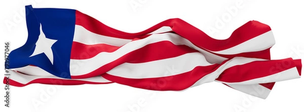 Fototapeta Flowing Waves of the Liberian Flag with Lone Star Symbol