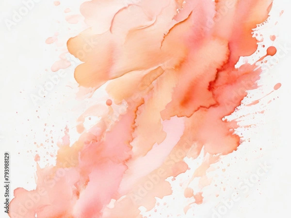 Obraz A peach-colored watercolor background. Lines, spots, blotches. For labels, posters, invitations, advertising, business, printing.